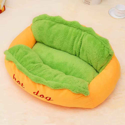 Hot Dog Design Pet Bed: Cozy Washable Lounger Dogs & Cats