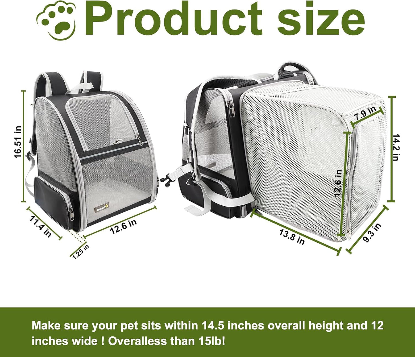 Texsens Expandable Cat Backpack Carrier - Airline Approved - HuckMB Pet Supply