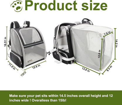 Texsens Expandable Cat Backpack Carrier - Airline Approved - HuckMB Pet Supply