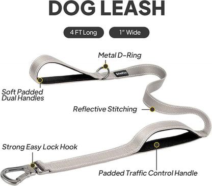 Heavy Duty Reflective Dog Leash: Soft Padded Handles, 4FT