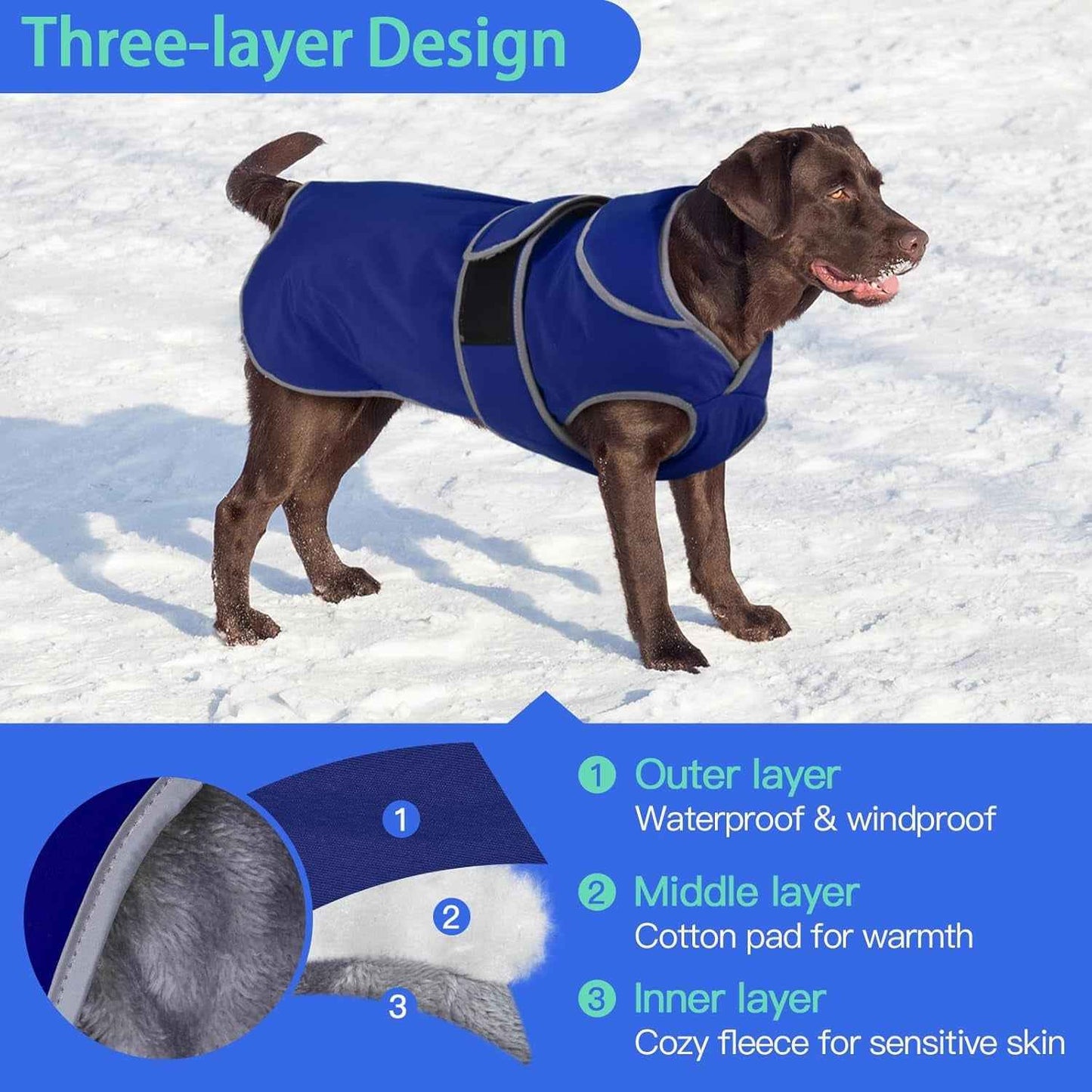 MIGOHI Warm Dog Coat Winter Dog Jacket,Waterproof Cold Weather Coats for Dogs,Fleece Jacket for Small Medium Large Dogs,Reflective Thick Fleece Vest with Leash Hole