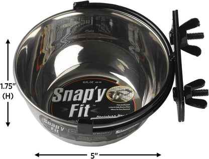 Midwest Snap'Y Fit Stainless Pet Bowl 10oz NoTip Crate Mount