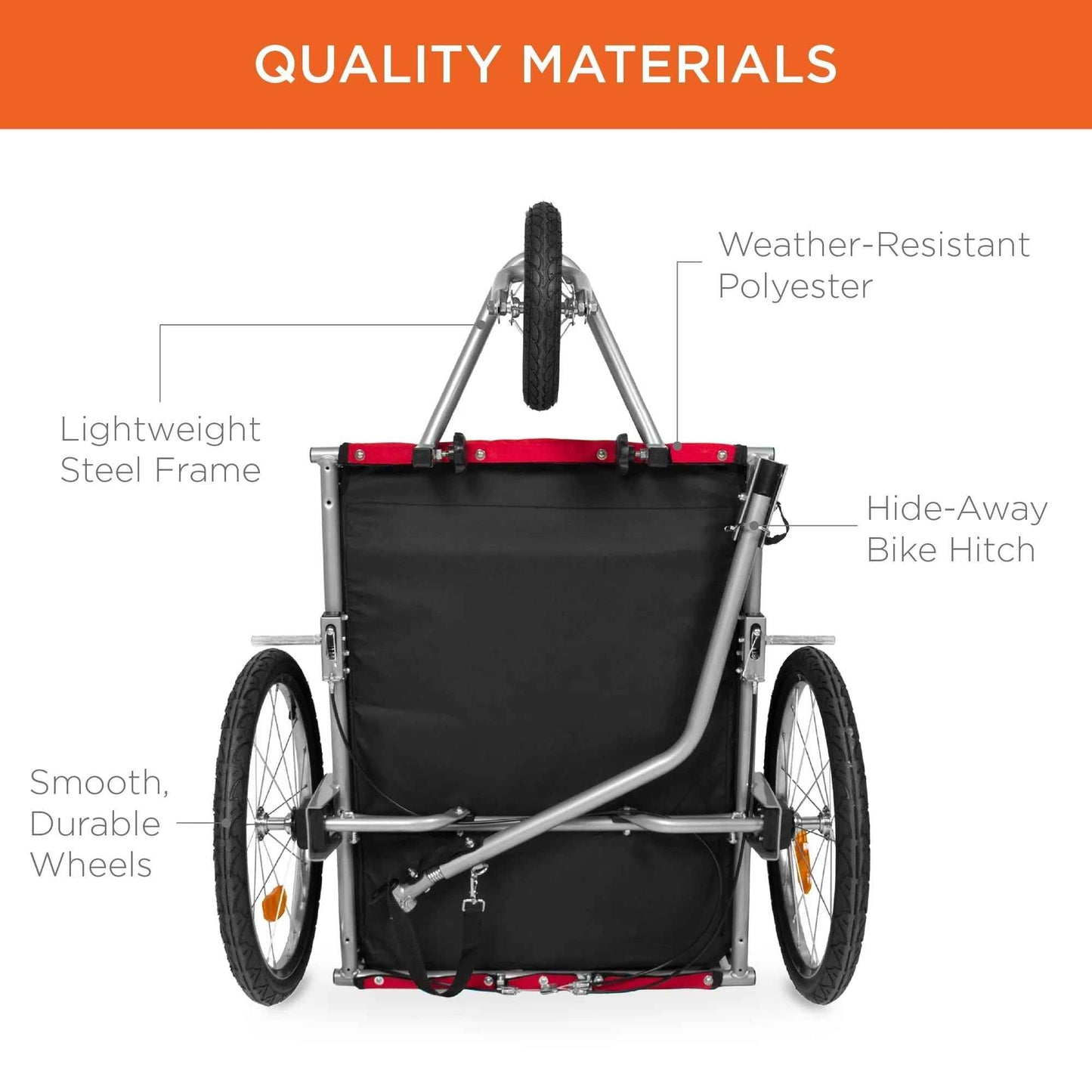 2-in-1 Dog Bike Trailer & Pet Stroller with Safety Features
