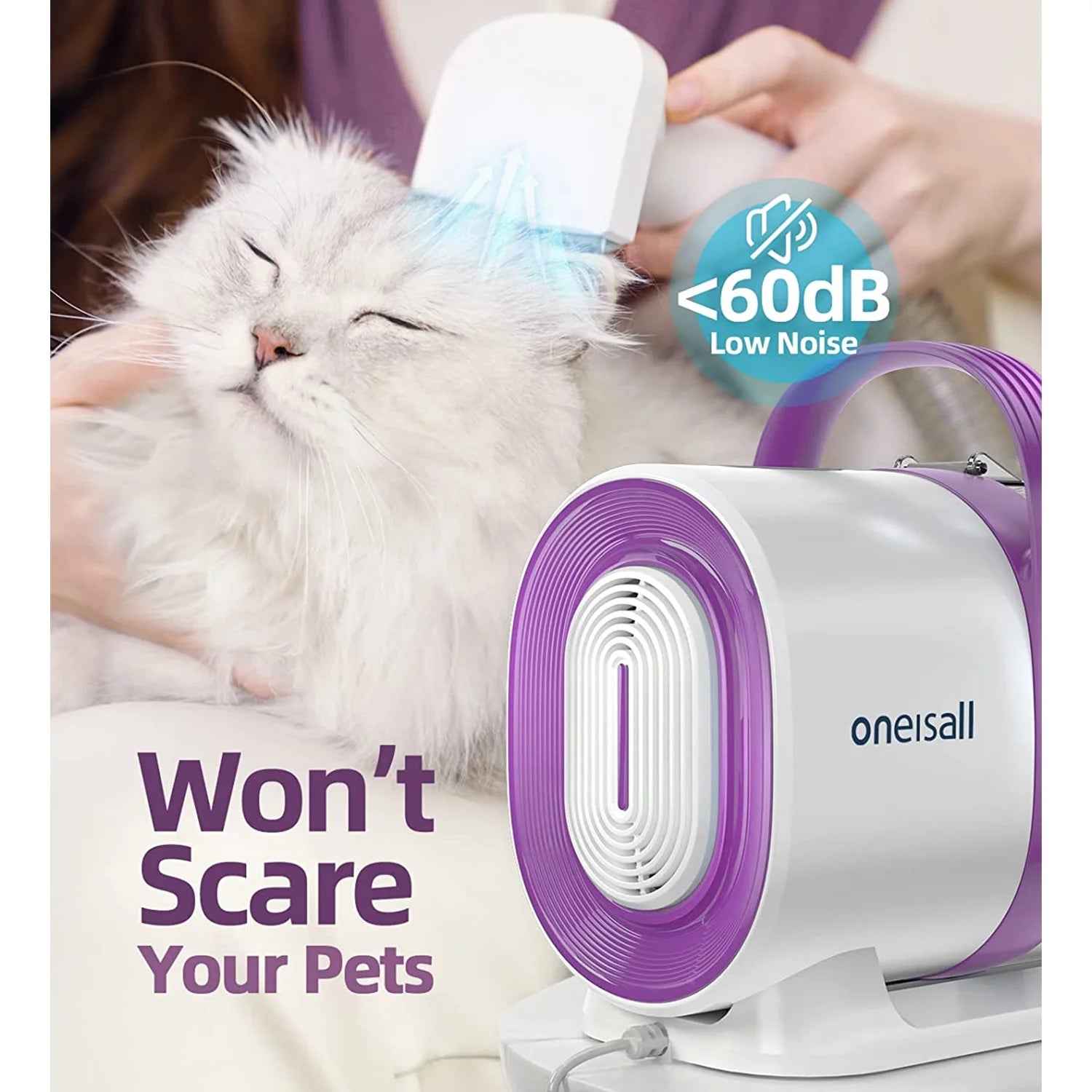 Low Noise Dog Grooming Vacuum Kit with 7 Tools by Oneisall