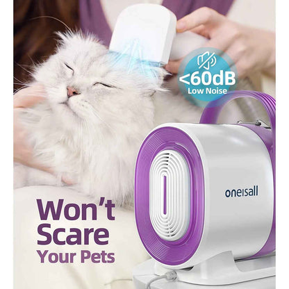 Low Noise Dog Grooming Vacuum Kit with 7 Tools by Oneisall