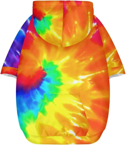 Howilath Dog Sweaters with Hat, Tie-Dye Rainbow Soft and Warm Sweater for Small to Large Dogs & Cats - S