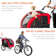 2-in-1 Dog Bike Trailer & Pet Stroller with Safety Features