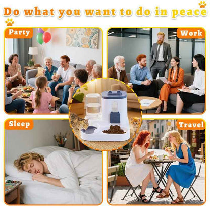 Automatic Cat Feeder and Water Dispenser Set