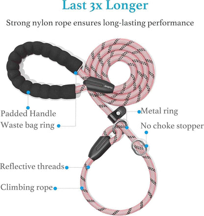Durable Reflective Slip Lead Dog Leash for Training & Safety