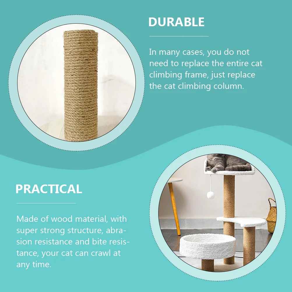 Durable Cat Climbing Post Replacement - Wood & Hemp Design