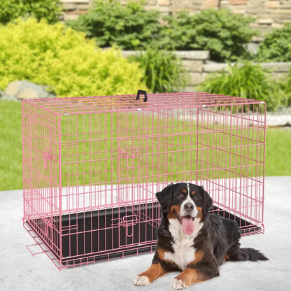 Large Dog Crate 48 Inch Double-Door: Secure, Foldable Kennel - HuckMB Pet Supply