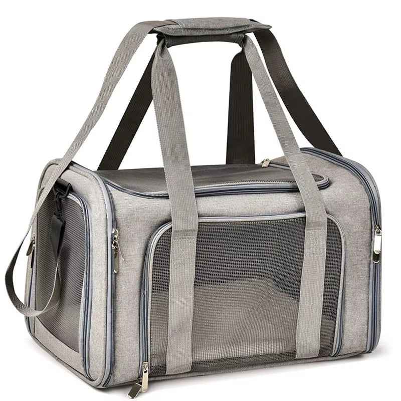 Portable Pet Travel Bag - Mesh Carrier for Cats & Dogs