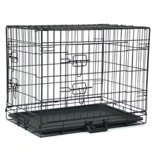 Portable Folding Steel Pet Crate with Double Door - 24" - HuckMB Pet Supply
