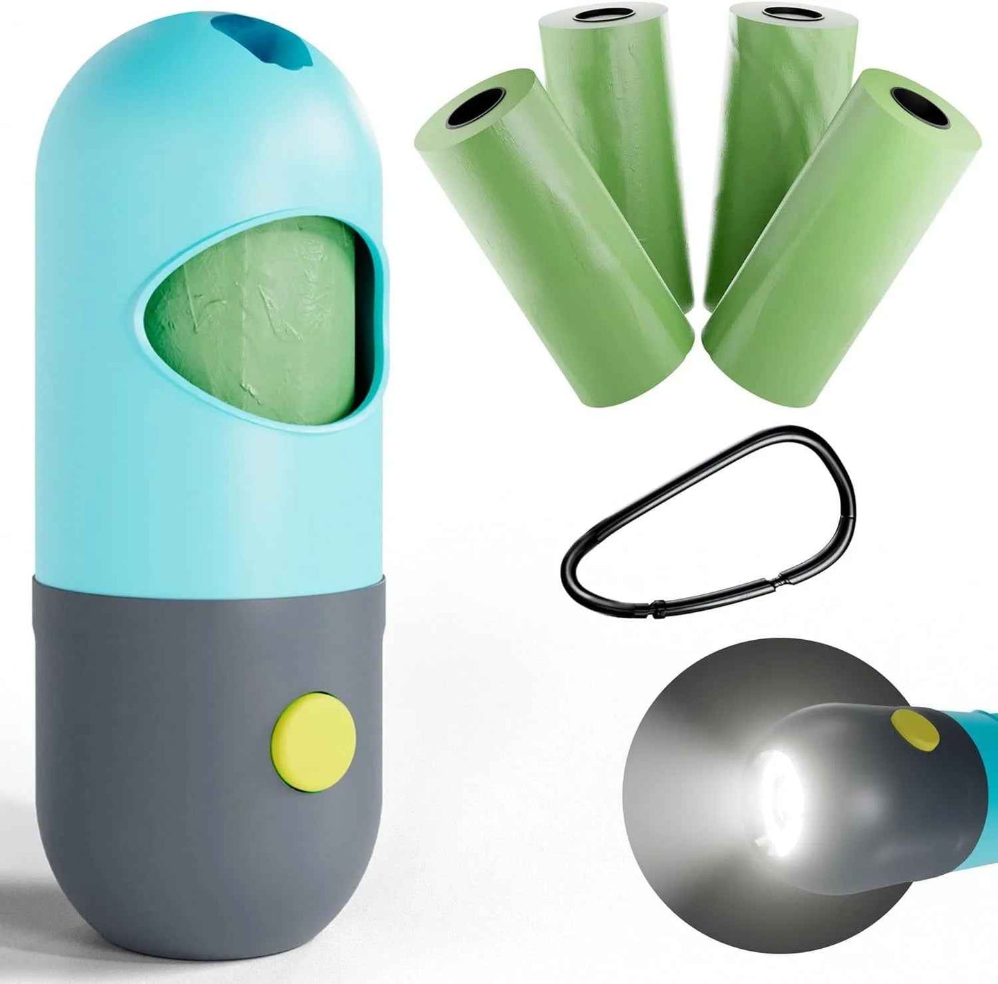 Dog Poop Bag Dispenser with Flashlight