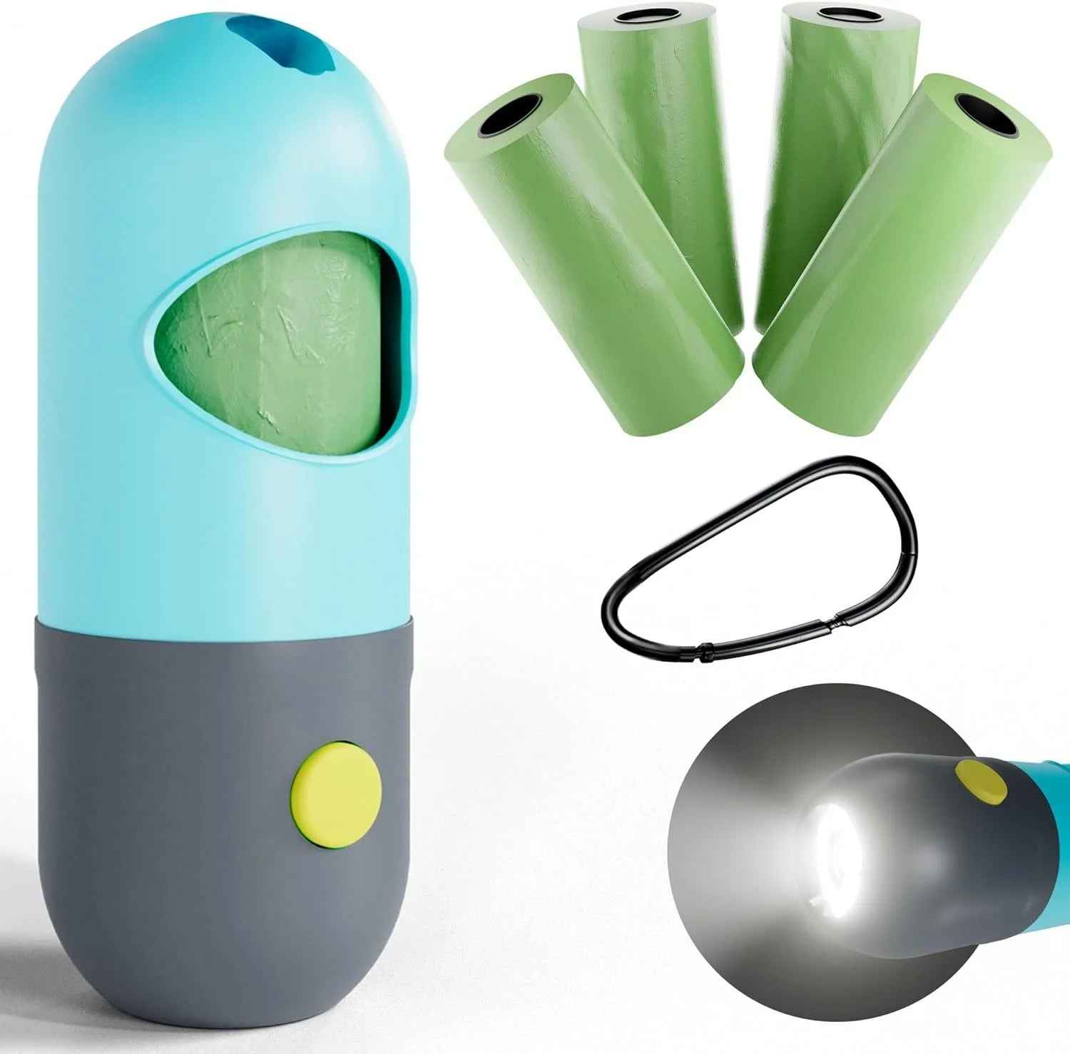 Dog Poop Bag Dispenser with Flashlight