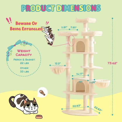 Corner Cat Tree Space Saver Indoor Cats