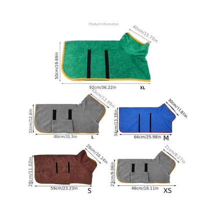 Quick Drying Absorbent Dog Bathrobe Towel for Pets