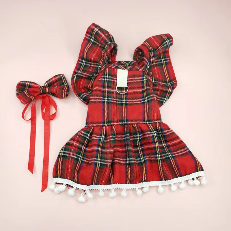 Christmas Checker Pet Dresses for Small Dogs and Cats - HuckMB Pet Supply