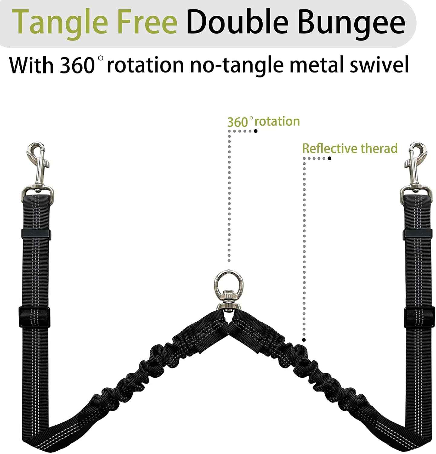 Double 360° No Tangle Dog Leash - Dual Adjustable