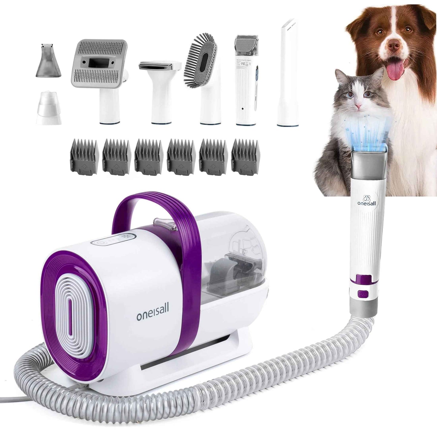 Low Noise Dog Grooming Vacuum Kit with 7 Tools by Oneisall