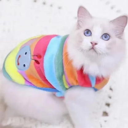 Winter Fleece Pet Clothes: Cartoon Jacket for Cats & Dogs - HuckMB Pet Supply