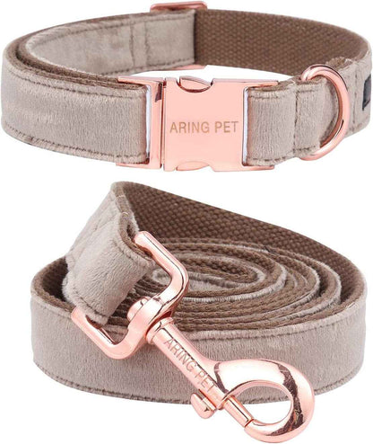 Soft Velvet Dog Collar & Leash Set - Adjustable & Comfy