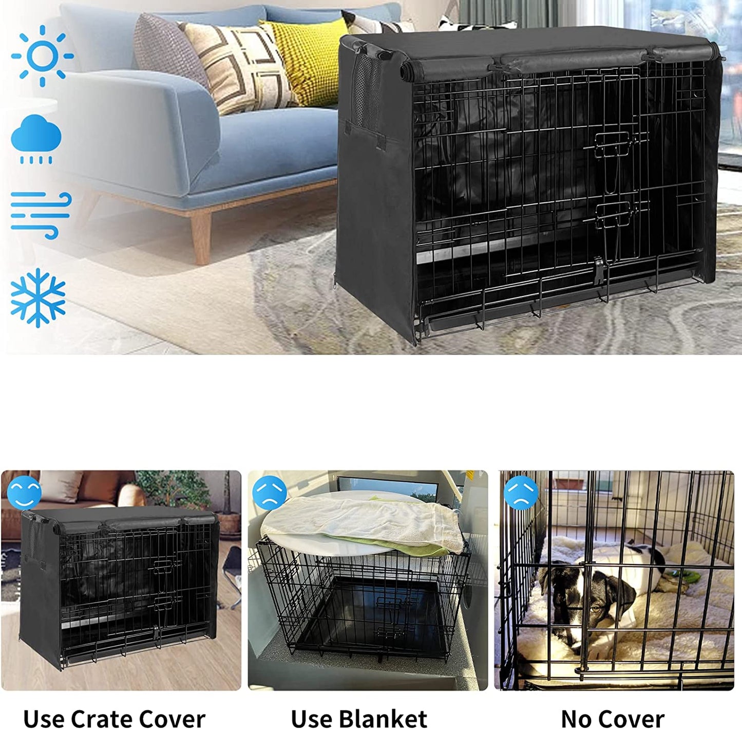 Dog Crate Cover 48 Inch, Large Dog Kennel Cover for Cages - HuckMB Pet Supply