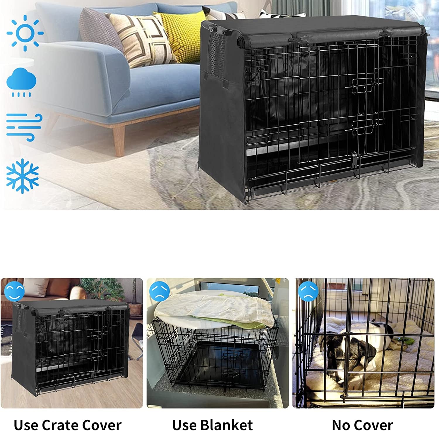 Dog Crate Cover 48 Inch, Large Dog Kennel Cover for Cages - HuckMB Pet Supply