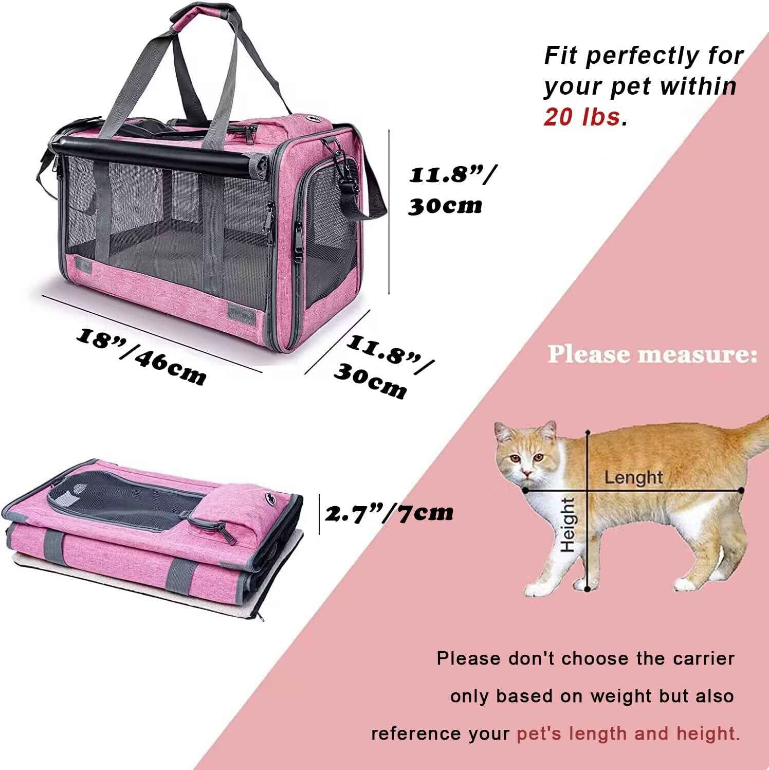 Large Pet Carrier for Travel: Soft-Sided Cat & Dog Carrier