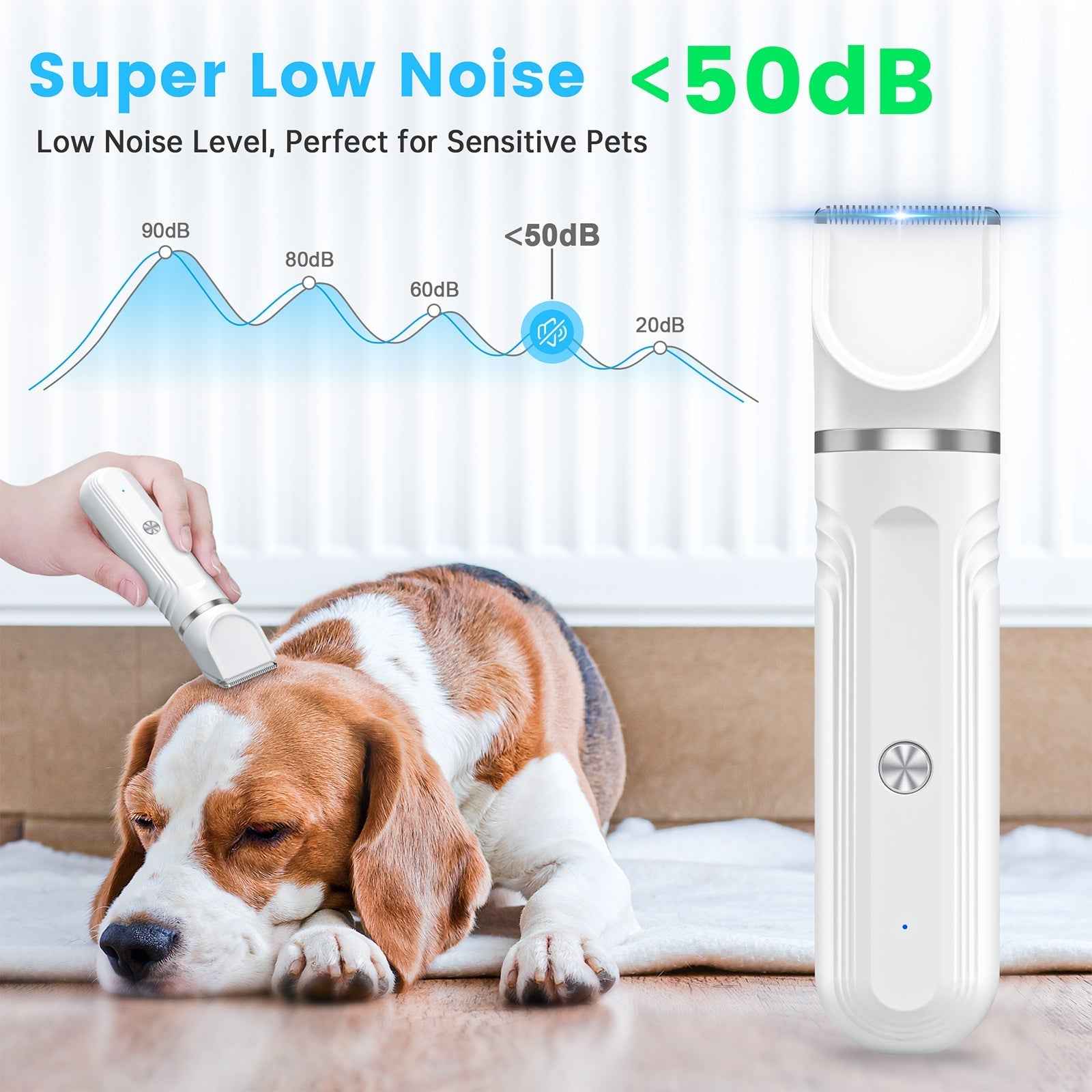 Low Noise Dog Clippers Kit Cordless 4-in-1 Grooming for Pets
