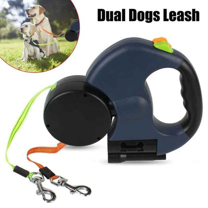 Double Dog Retractable Leash Rotating