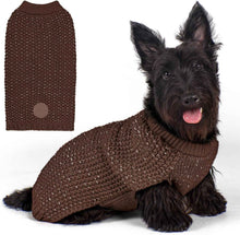 KYEESE Dog Sweater with Leash Hole Warm Pullover with Reflective Yarn for Small and Medium Dogs Male Soft Knit Pullover Boy Dog Coats Cozy Lightweight Thick Sweater,Khaki,Medium