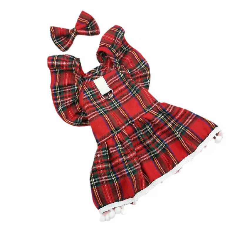 Christmas Checker Pet Dresses for Small Dogs and Cats - HuckMB Pet Supply