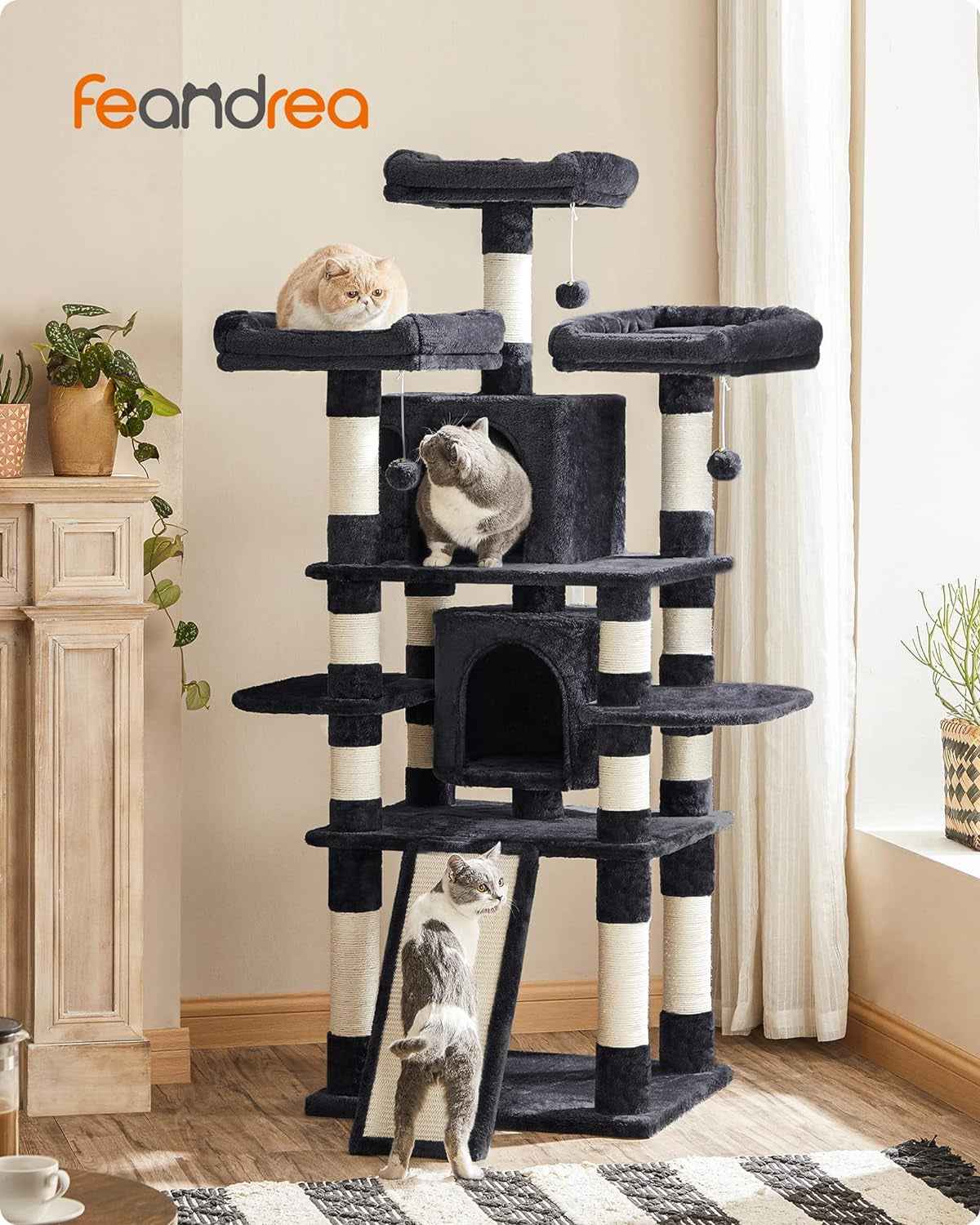 67-Inch Cat Tree: Multi-Level Fun for Large Cats