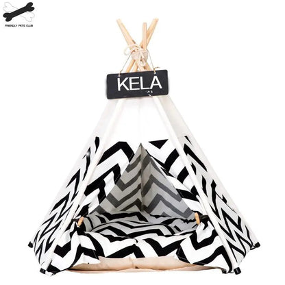 Portable Pet Tent House: Stylish Teepee Cat Bed with Cushion - HuckMB Pet Supply