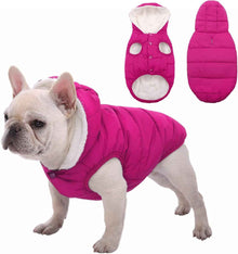 Fleece Hoodie, Windproof Waterproof Coat, Winter Warm Jacket, Cold Weather Pet Apparel Clothes Vest for Small Medium Large Dogs (M, Pink)
