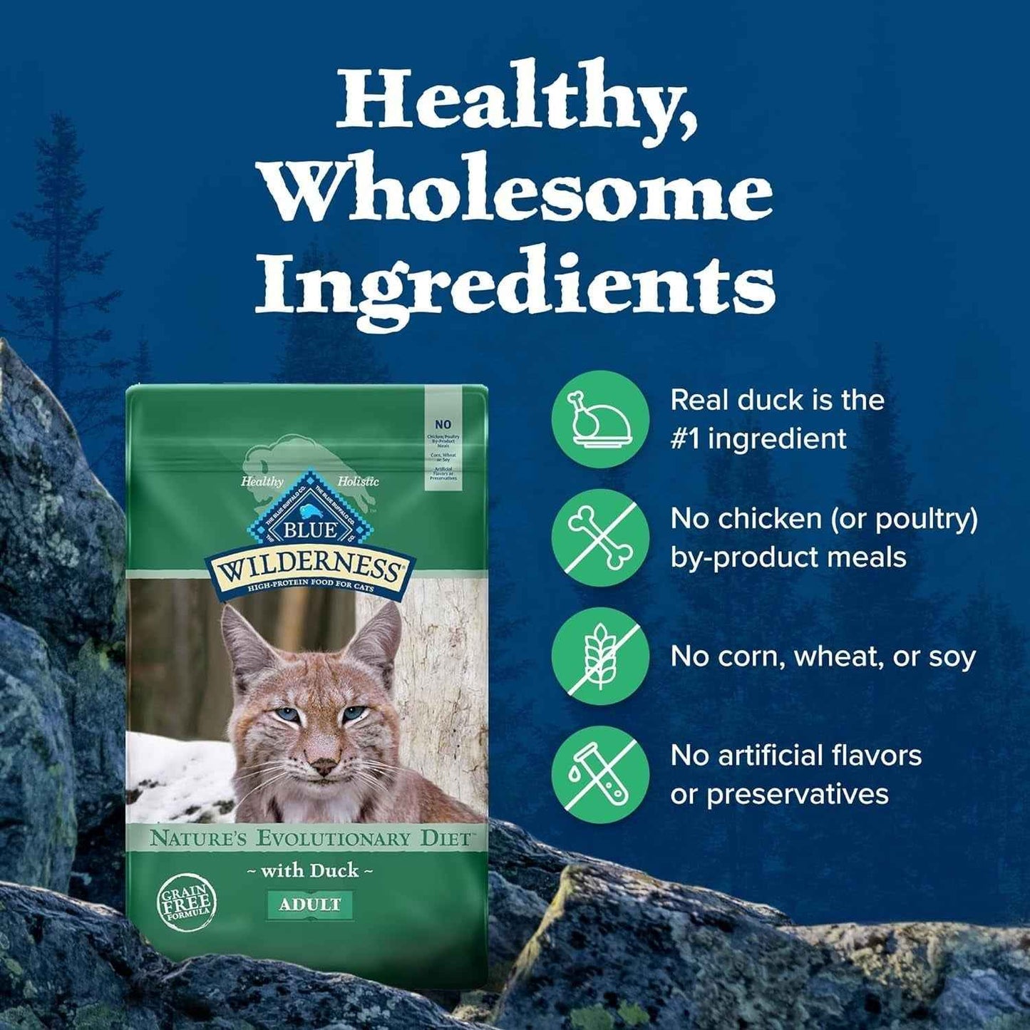 Blue Buffalo Healthy Cat Food: Grain-Free Duck Recipe, 11 Lb