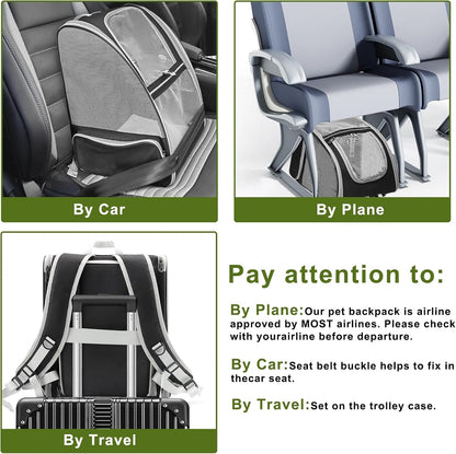 Texsens Expandable Cat Backpack Carrier - Airline Approved - HuckMB Pet Supply