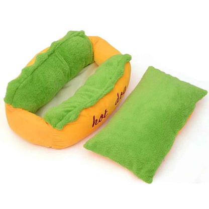 Hot Dog Design Pet Bed: Cozy Washable Lounger Dogs & Cats