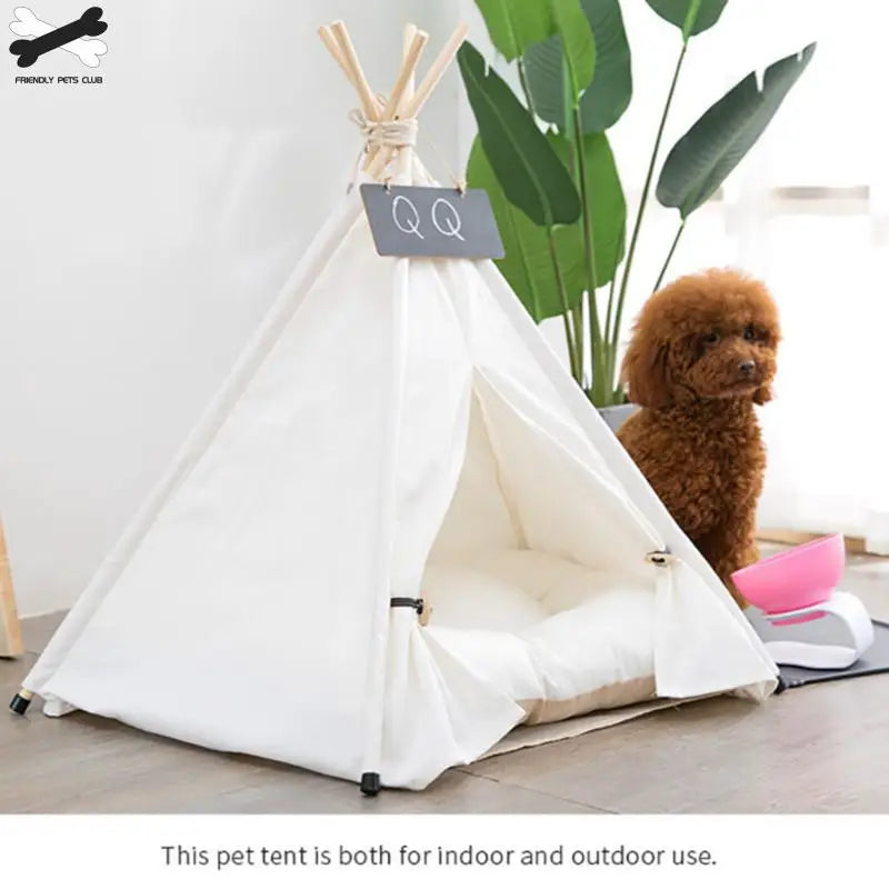 Portable Pet Tent House: Stylish Teepee Cat Bed with Cushion - HuckMB Pet Supply