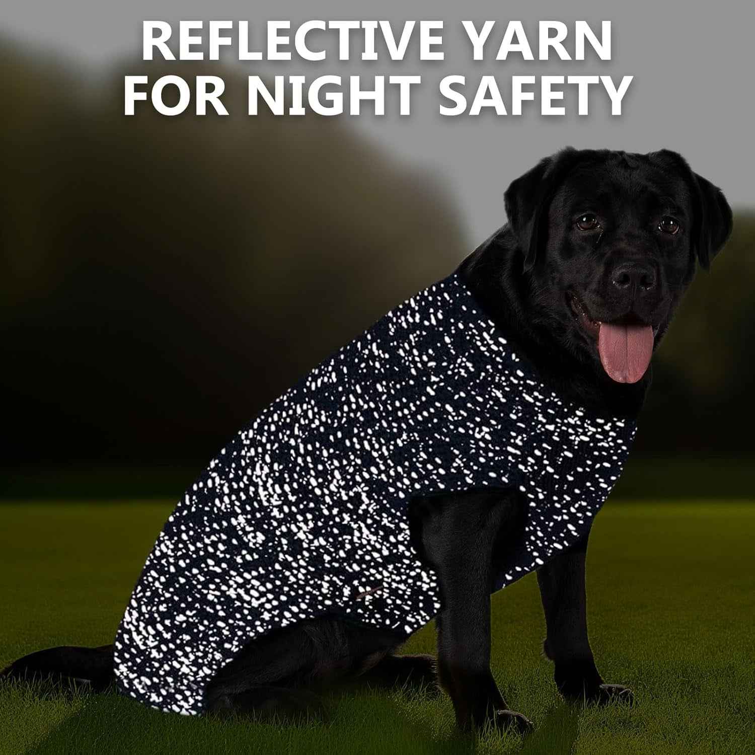 KYEESE Dog Sweater with Leash Hole Warm Pullover with Reflective Yarn for Small and Medium Dogs Male Soft Knit Pullover Boy Dog Coats Cozy Lightweight Thick Sweater,Navy Blue,Medium