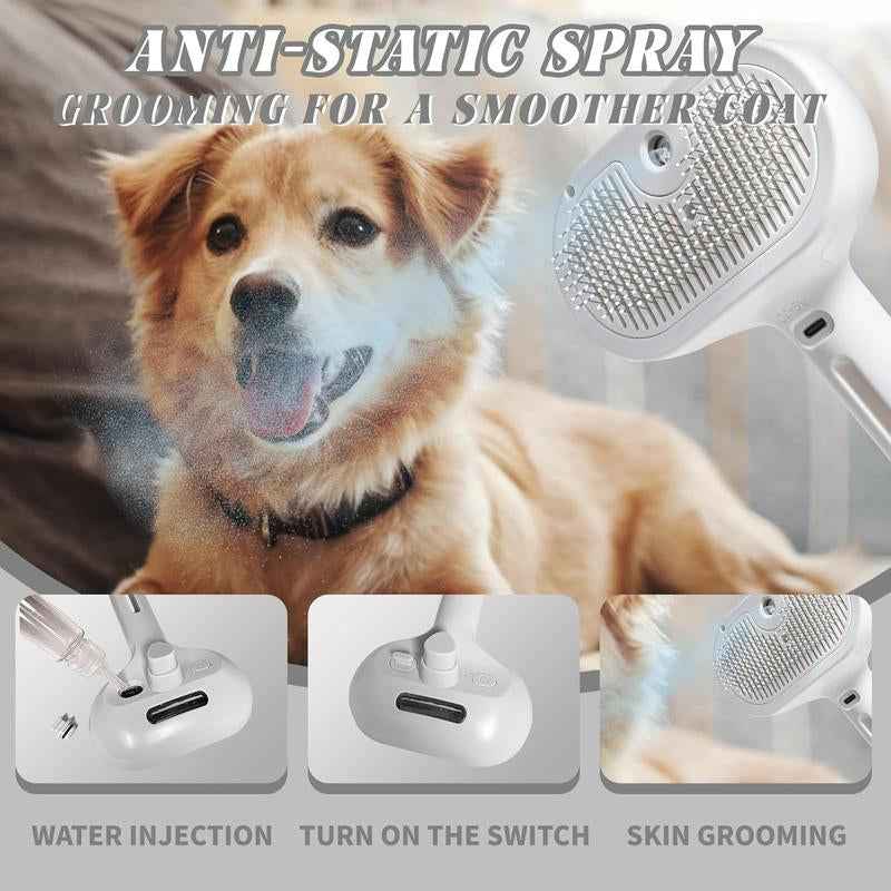 3 in 1 Pet Steam Brush: Grooming & Hair Removal