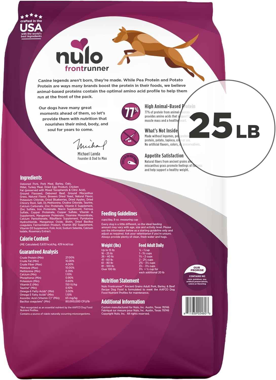 Nulo Frontrunner Ancient Grains High-Protein Dog Food 25lb