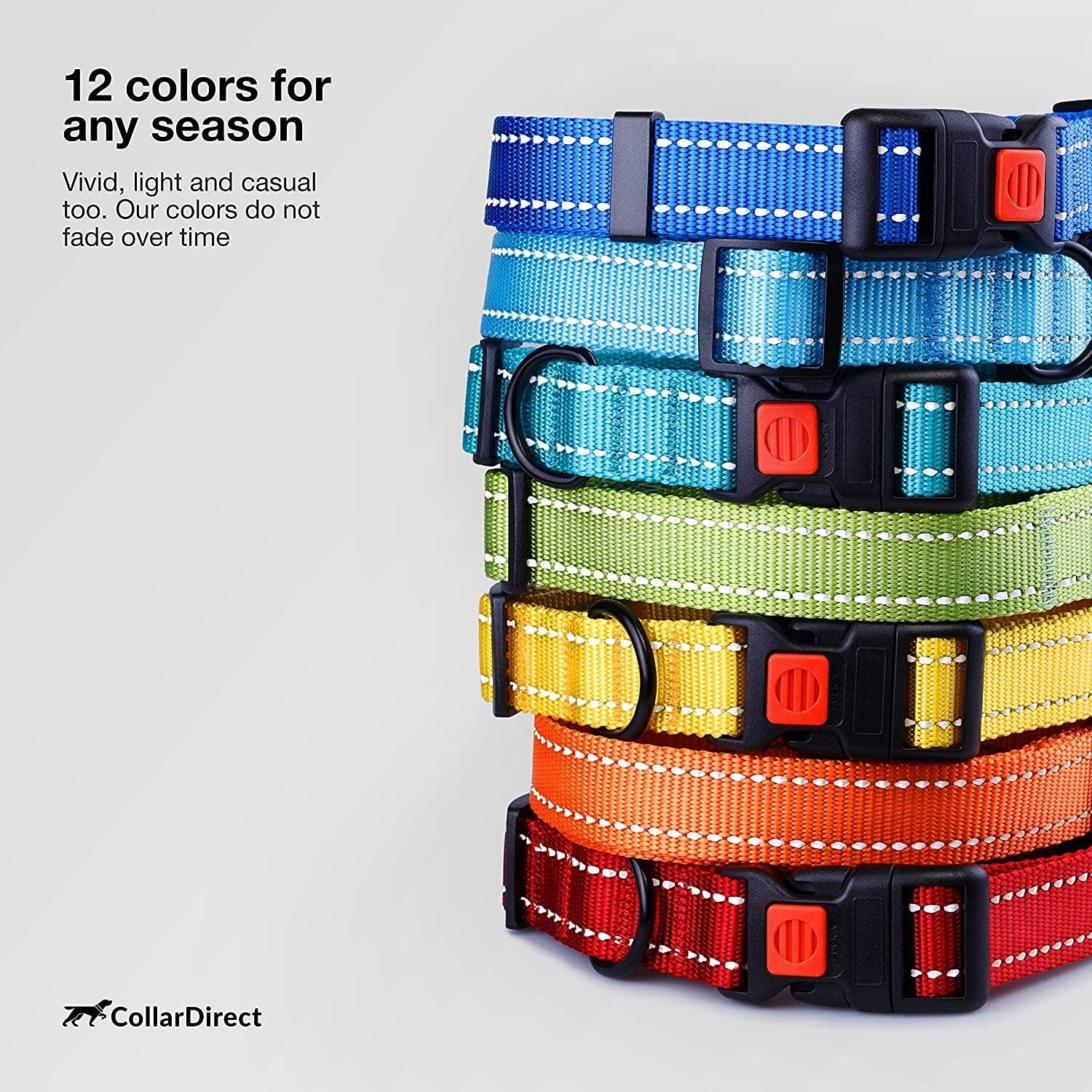 Reflective Nylon Dog Collar with Quick Release for All Sizes - HuckMB Pet Supply