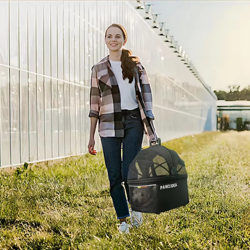 4-in-1 Pet Stroller with Detachable Carrier & Seatbelt - HuckMB Pet Supply