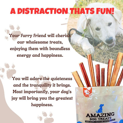 Natural 6 Inch Medium Bully Sticks for Dogs: Healthy Treats - HuckMB Pet Supply