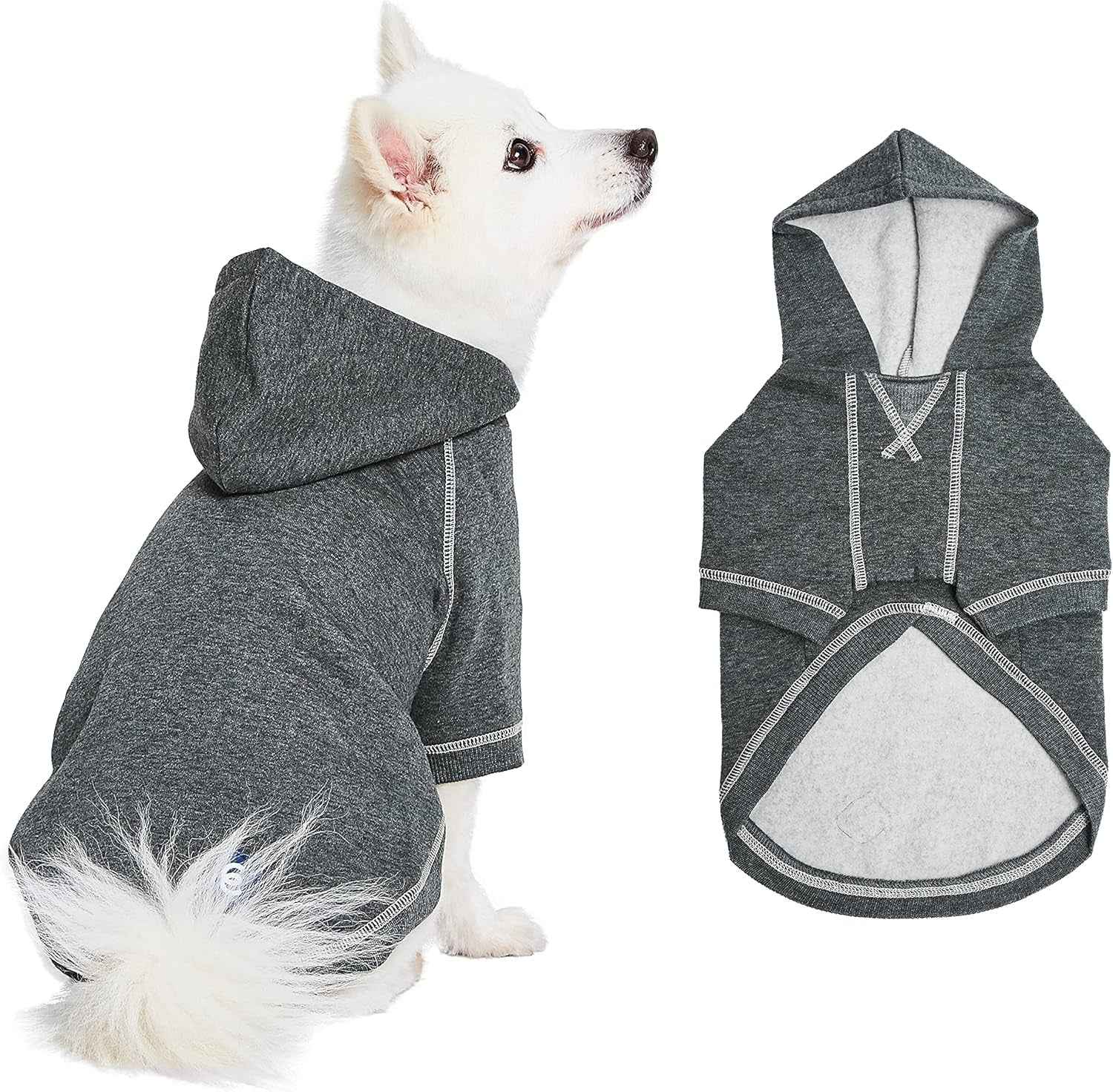 Blueberry Pet Essentials Dog Hoodie – 12 Inch, Cotton‑Blend Sweatshirt with Hood, Charcoal Grey, Machine‑Washable Small‑Dog Jersey