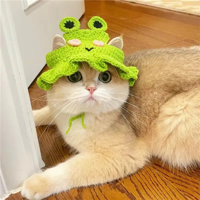 Handmade Cat Hat Accessory - Elastic Woven Cap for Pets - HuckMB Pet Supply