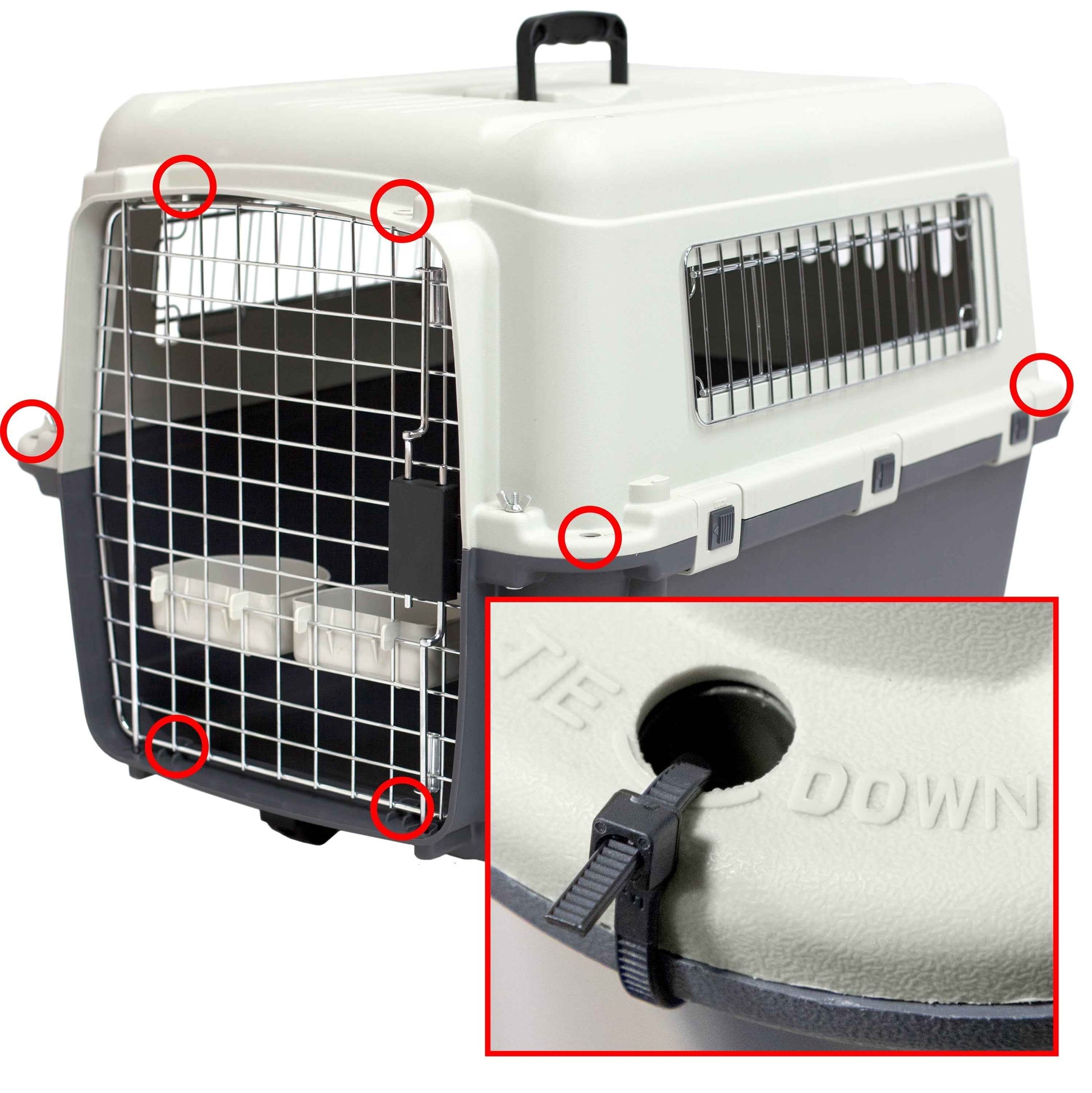 IATA Approved Plastic Dog Travel Crate with Wheels, Large