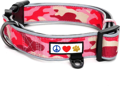 Reflective Padded Pink Dog Collar for Medium/Large Pets